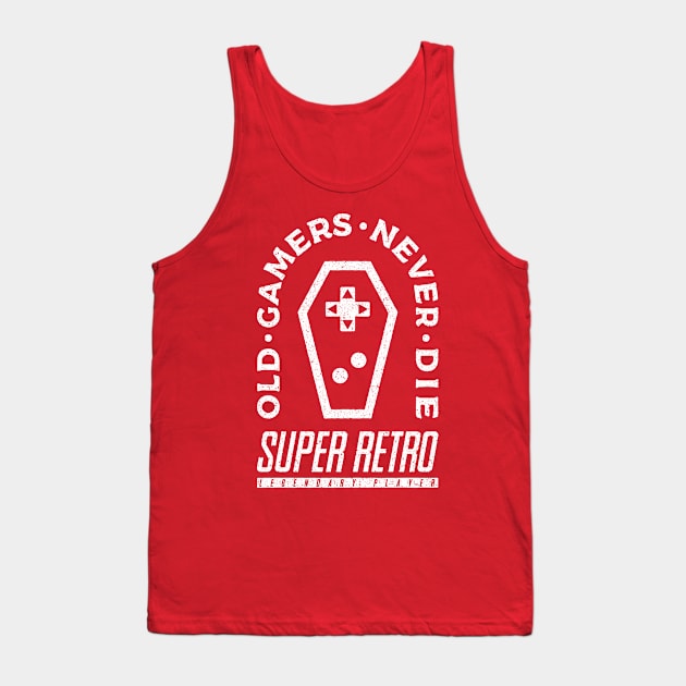 Old Gamers Never Die - Vintage White Tank Top by demonigote